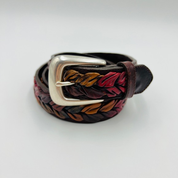 The Territory Ahead Other - The Territory Ahead Mens 38 Braided Leather Leaf Belt Colorful Western Boho 90s